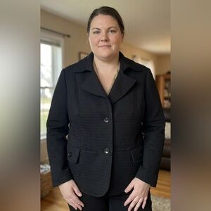 Focus 2000 black women blazer jacket quilt like texture size 20 fully lined